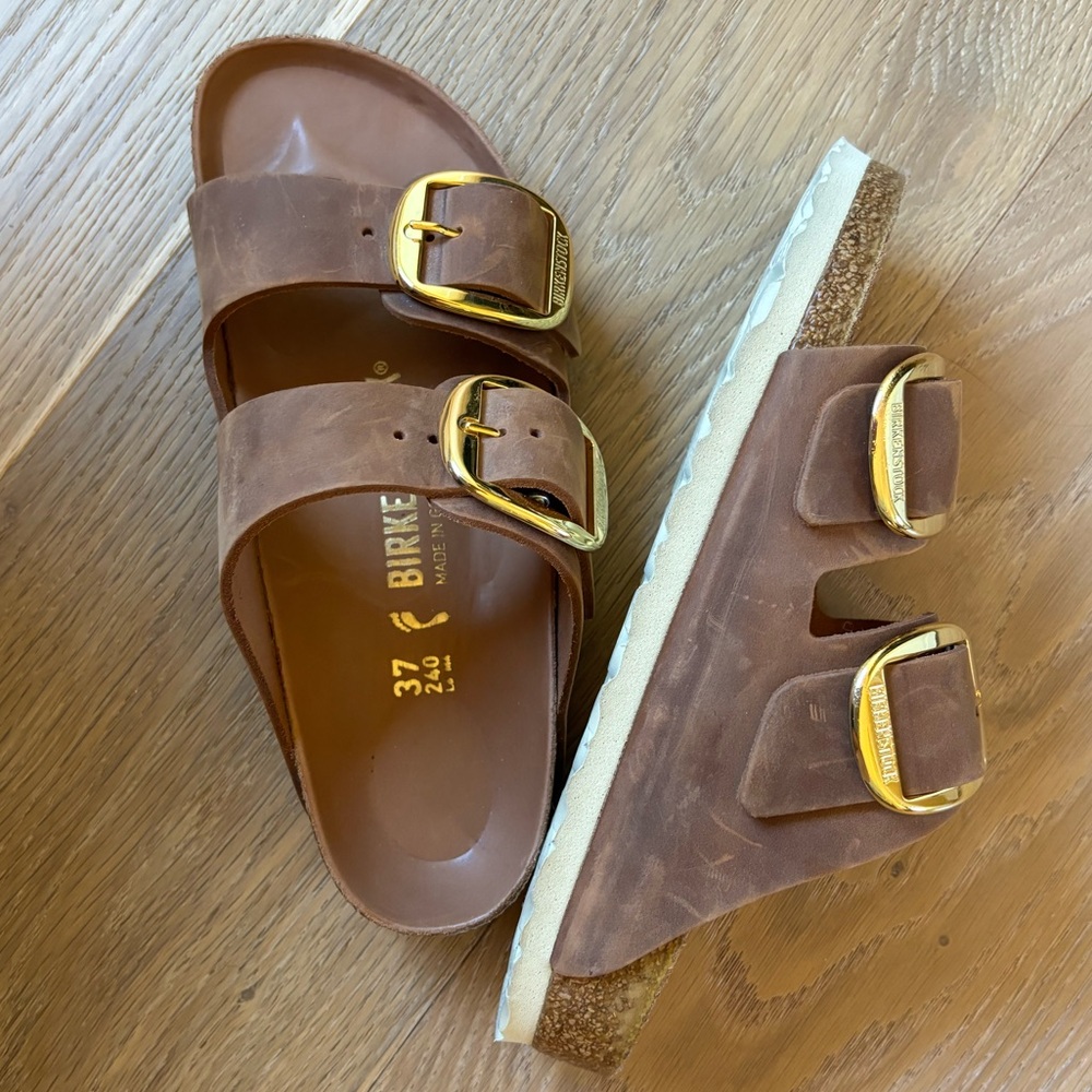 Birkenstock Arizona Big Buckle Slide - Antique Cognac Oiled Leather